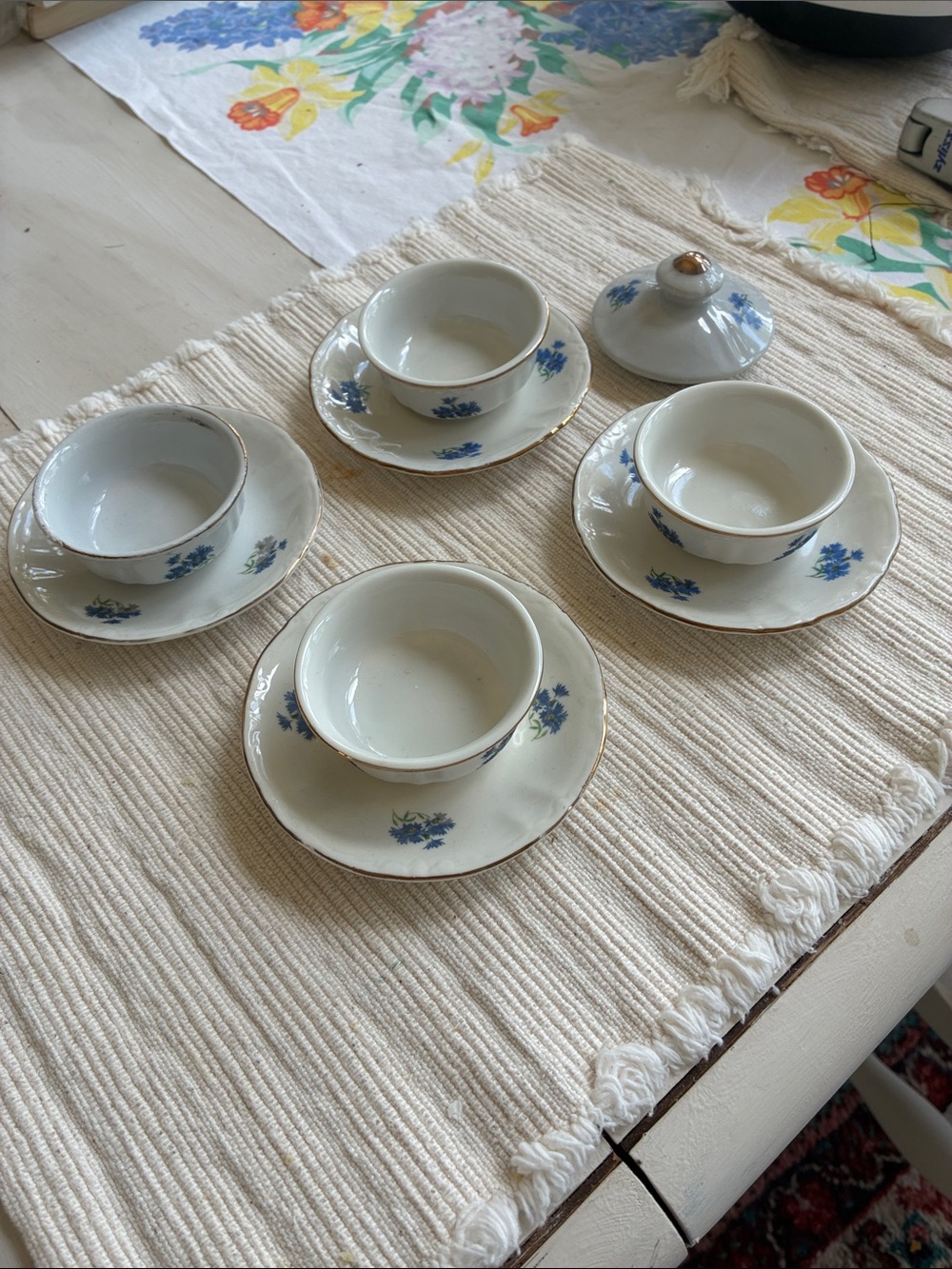 Vintage Blue Floral Porcelain Tea Cup and Saucer Set - Bavarian marked 29 blue